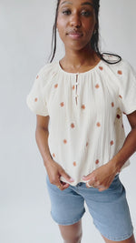 The Bernice Floral Embroidered Detail Blouse in Cream