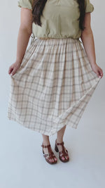 The Odelle Plaid Midi Skirt in Ivory