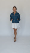 The Mathie Stitch Detail Jacket in Denim Blue