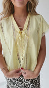 The Sanders Lace Insert Blouse in Yellow