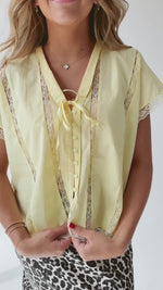 The Sanders Lace Insert Blouse in Yellow