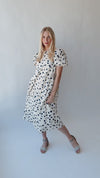 The Brandt Polka Dot Dress in Cream + Navy