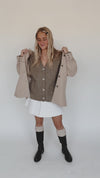 The Greenberg Oversized Button-Up Jacket in Taupe