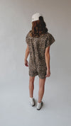 The Gunnell Button-Up Romper in Leopard