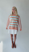 The Allison Striped Pullover in Peach + Blue Combo