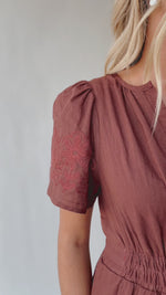 The Abello Eyelet Detail Maxi Dress in Burgundy