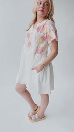 The Merrium Lace Detail Dress in White + Pink Multi
