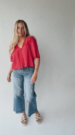 The Morgana Lace Detail Blouse in Red
