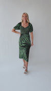 The Velten Smocked Detail Maxi Dress in Hunter Green