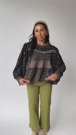 The Teddy Mix Patterned Blouse in Black