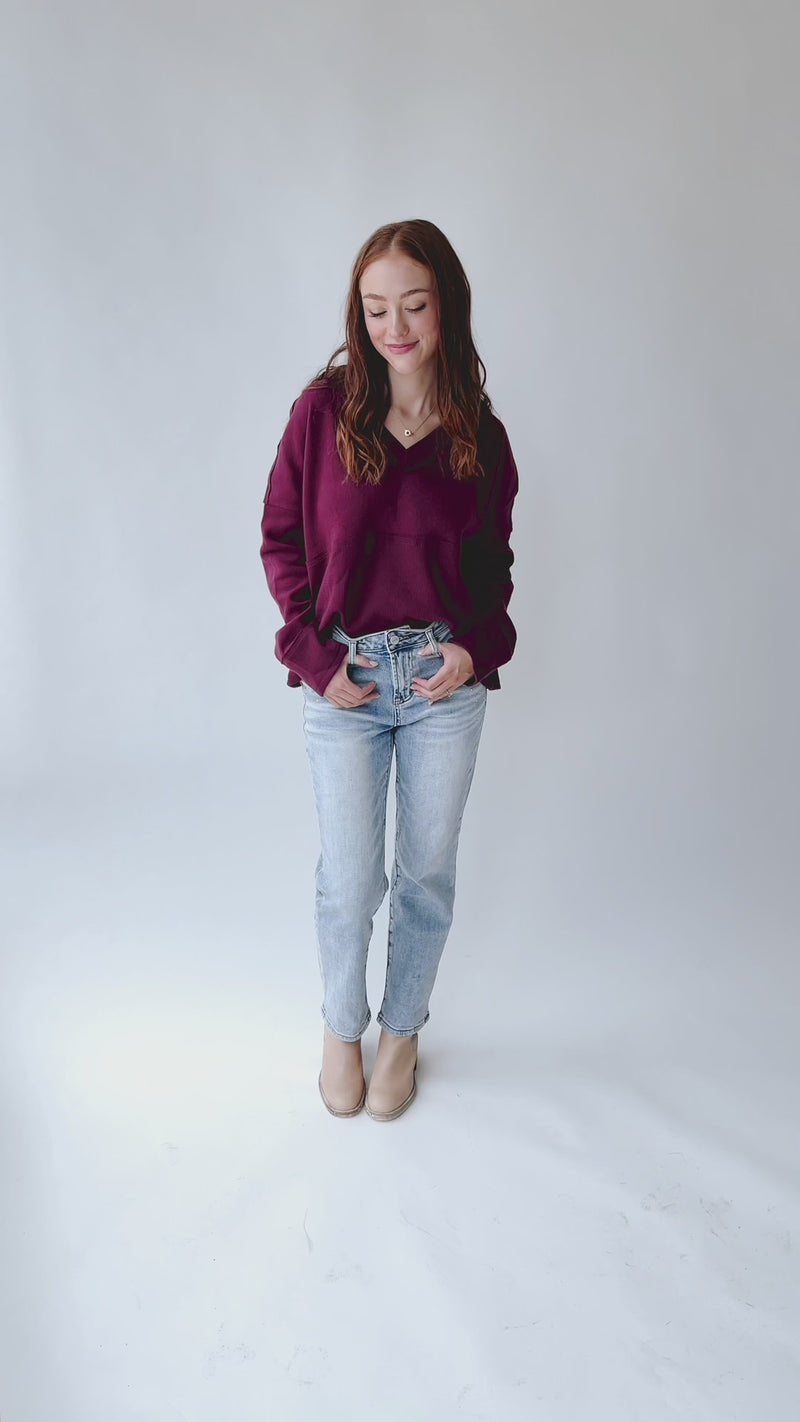 The Grangeville Thermal Knit Top in Plum