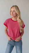 The Pollack Striped Tee in Pink