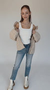 The Chandell Quilted Denim Jacket in Cream