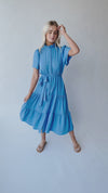 The Jorgensen Tiered Midi Dress in Dusty Blue