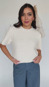 The Scarpo Short Sleeved Textured Sweater in Cream