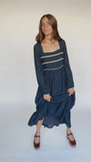 The Bergson Patterned Maxi Dress in Dark Navy