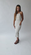 The Aplin Ribbed Tank Midi Dress in Natural