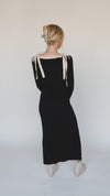 The Herrera Bow Detail Maxi Sweater Dress in Black