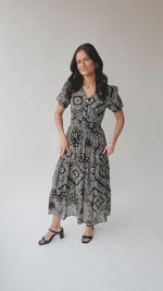 The Takita Paisley Patterned Midi Dress in Black