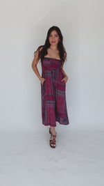 The Lexus Patterned Tank Dress in Burgundy