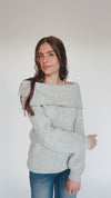 The Haskins Oversized Bow Detail Sweater in Heather Grey