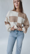 The Simonian Color Block Sweater in Mocha