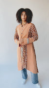 The Varla Patterned Coat in Deep Coral
