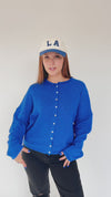 The Riggs Button-Down Sweater in Royal Blue