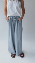 The Janae Textured Wide Leg Pant in Blue