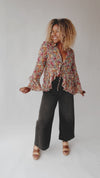 The Wilmette Front Tie Blouse in Nightfall Ditsy Floral