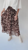 The Mortensen Printed Floral Skirt in Brown Multi