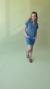 The Mckoy Zip Detail Dress in Washed Denim