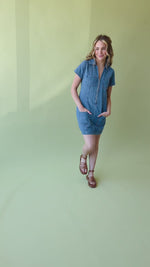 The Mckoy Zip Detail Dress in Washed Denim