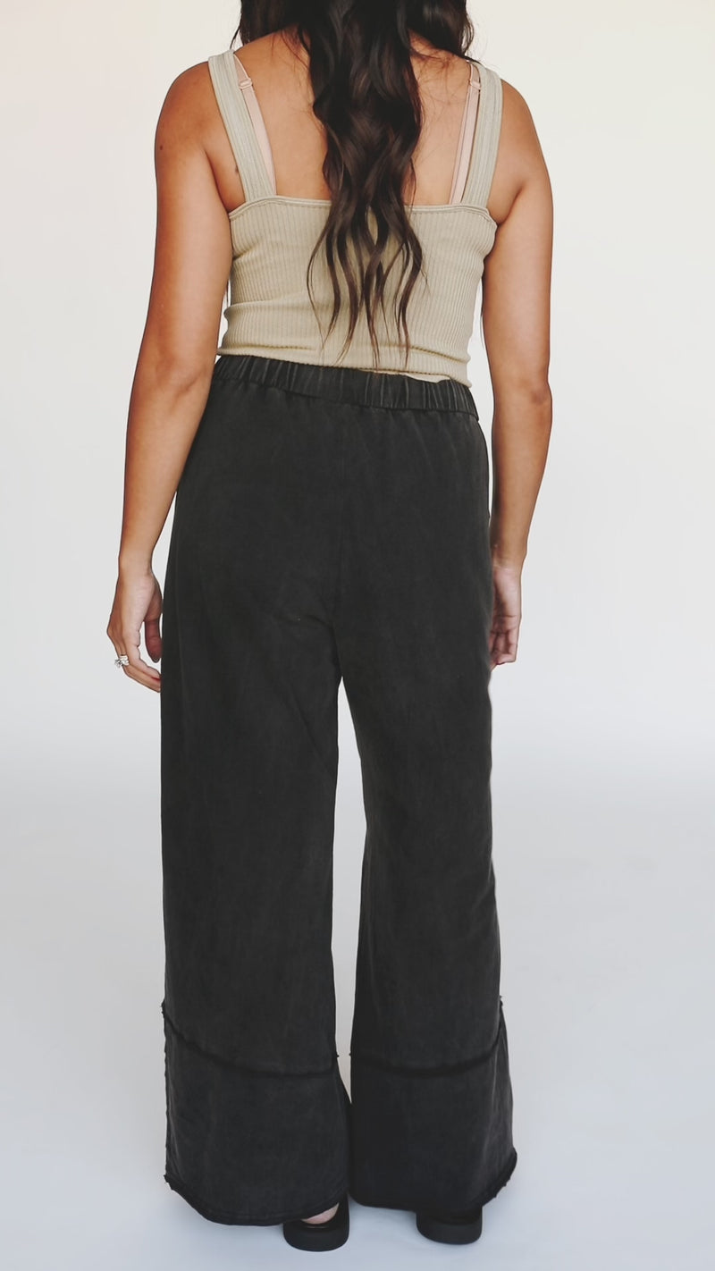 The Kecia Knit Wide Leg Pant in Black