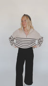 The Phelan Half Zip Sweater in Ivory + Black