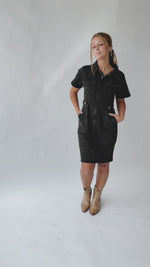 The Vickers Denim Zip-Up Dress in Black