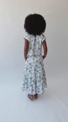 The Bersie Floral Blouse + Skirt Set in White + Blue