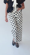 The Etta Wide Leg Polka Dot Pant in Black + Cream