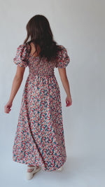 The Rigtrup Smocked Maxi Dress in Teal Multi