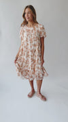 The Landero Floral Tiered Midi Dress in Cream Multi