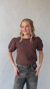 The Sorge Crochet Sweater in Dark Brown