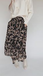 The Mortensen Printed Floral Skirt in Black Multi