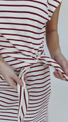 The Redden Knot Detail Dress in White + Red Stripe