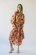 The Cloverdale Tiered Midi Dress in Pink Multi
