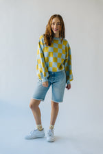 The Hermione Checkered Sweater in Blue + Yellow
