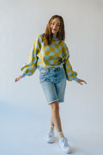 The Hermione Checkered Sweater in Blue + Yellow