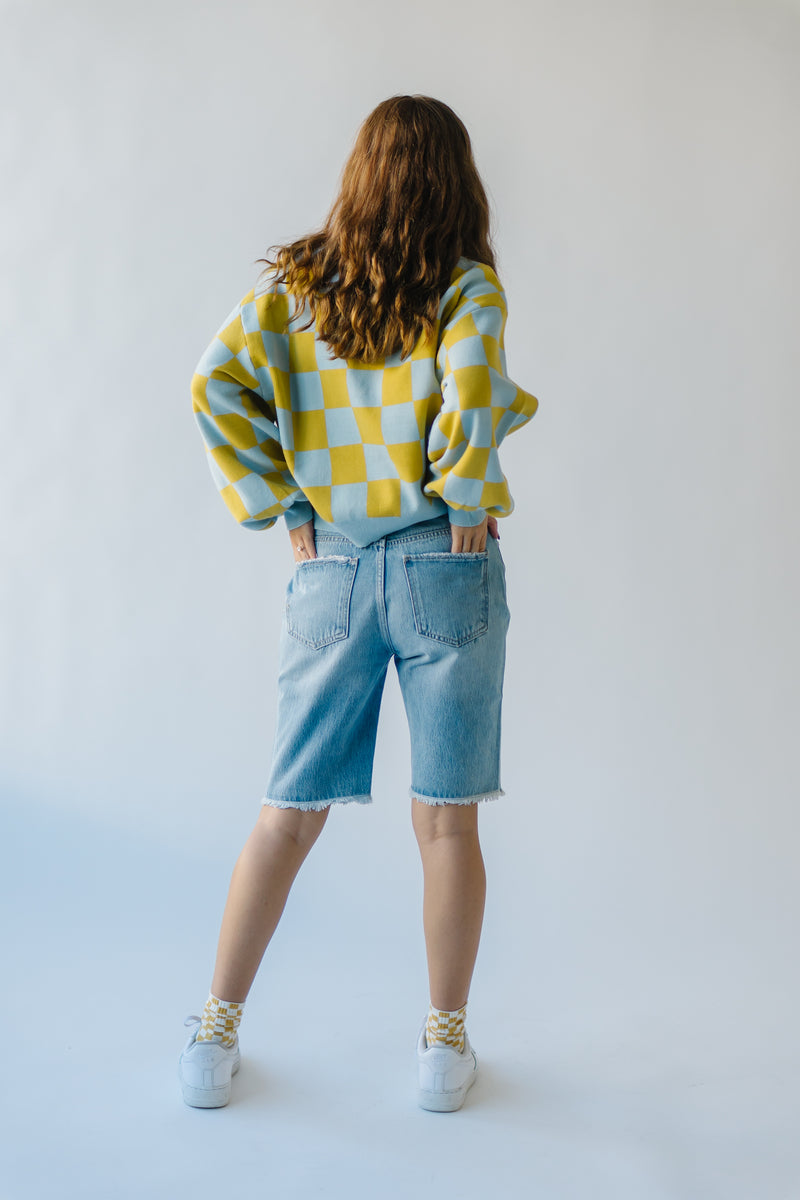 The Hermione Checkered Sweater in Blue + Yellow