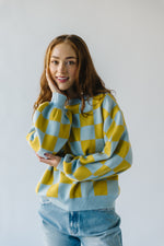 The Hermione Checkered Sweater in Blue + Yellow