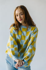 The Hermione Checkered Sweater in Blue + Yellow