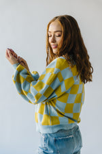 The Hermione Checkered Sweater in Blue + Yellow